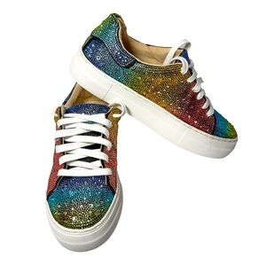 Betsey Johnson Rhinestone Rainbow Platform Sneakers Womens 7.5 SB-Sidny Y2K Glam